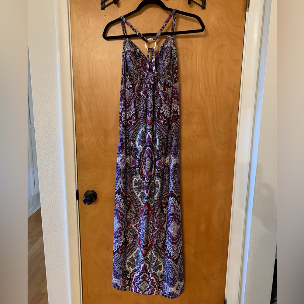 Petite Small INC paisley printed halter dress in excellent condition - Picture 2 of 3